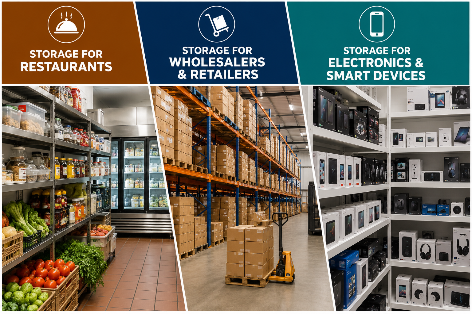 Storage for Restaurants, Wholesalers & Retailers, and Electronics & Smart Devices: Complete Modern Storage Solutions Guide