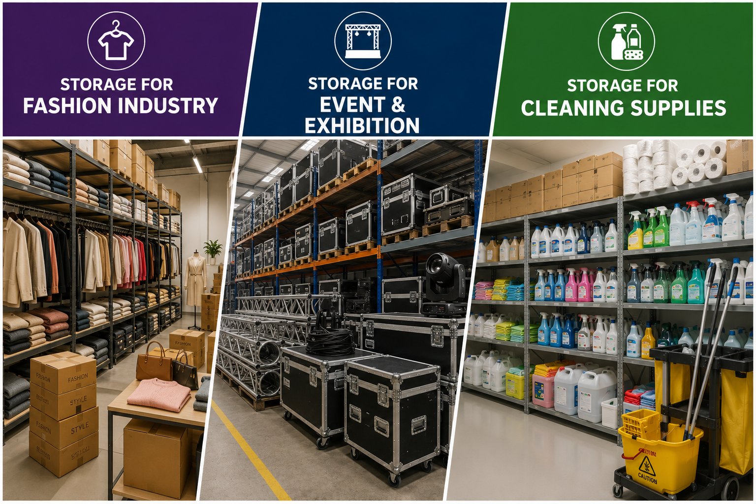 Specialized Storage Solutions: Serving the Fashion Industry, Event & Exhibition, and Cleaning Supplies